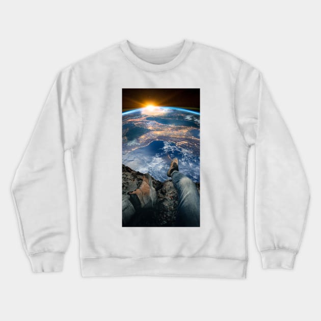 On the Edge of the World Crewneck Sweatshirt by sherifarts